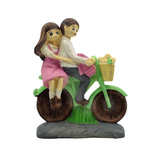 Love Couple Showpiece Sitting on Cycle for Valentine Gift - Image 3