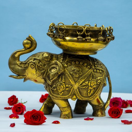 Elephant Brass Urli Bowl Urli-floating Flowers Candle Handcrafted