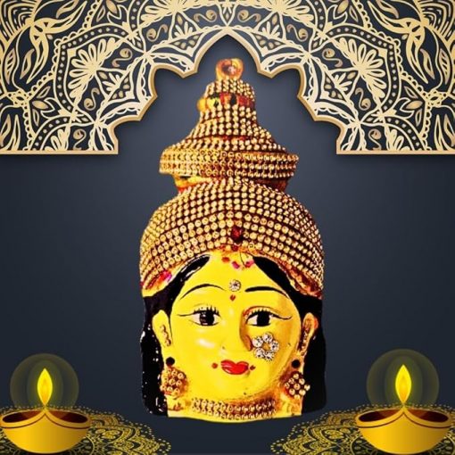 Ammavari Face With Stones 7 inches, Goddess Lakshmi For Varalakshmi Pooja - Image 4