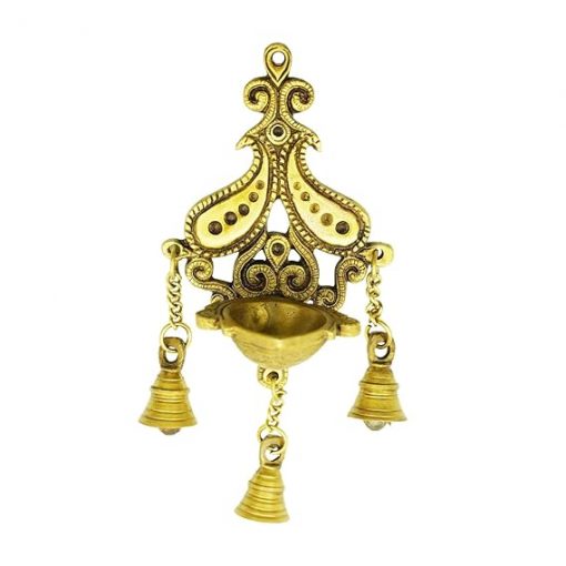 Brass Wall Hanging with Bell Diya Home Office Decor