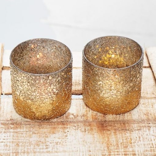 Gold Mercury Votive Tealight Candle Holders for Diwali Christmas