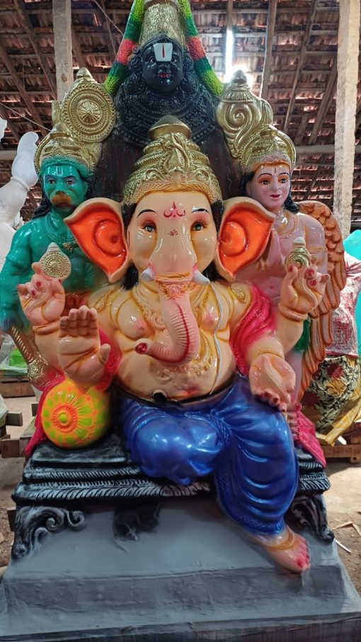 Grand 7.6 ft eco-friendly Ganesha idol.