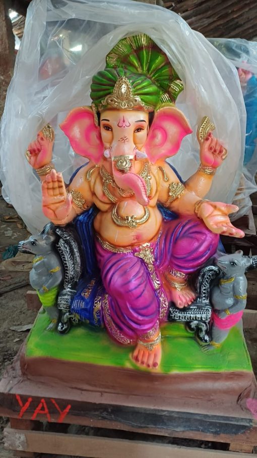 Eco Friendly Ganpati Idol Made Up of mud & Ganesha idol big Size 4 Feet - Image 2