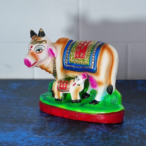 Pasu Kandru Cow Golu Bommai for Navrathri - Handmade Clay Doll - 14 cm - Image 3