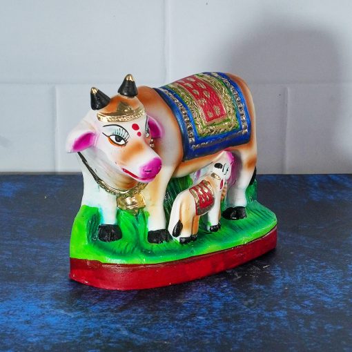 Pasu Kandru Cow Golu Bommai for Navrathri - Handmade Clay Doll - 14 cm - Image 2