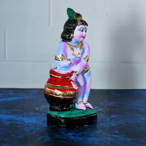 Handmade Clay Baal Krishna Golu Dolls with Makhan Mataki - 24 cm - Image 2